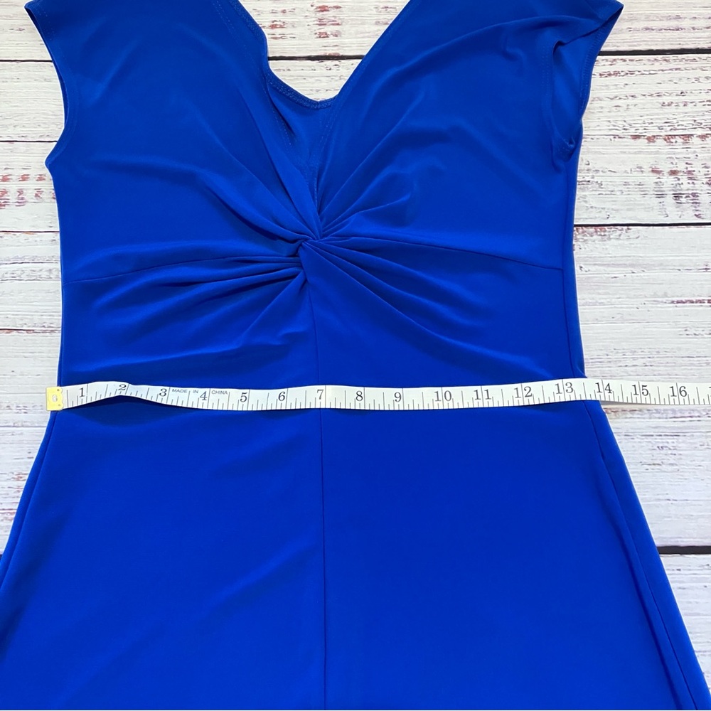 Blu Sage Blue Ruched V-Neck Sheath Dress, S - Picture 8 of 14